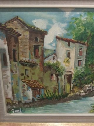 Cuadro antiguo Gohi paisaje