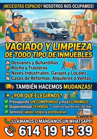 Limpieza y vaciado de rochos mudanzas