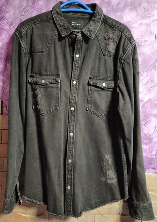 Camisa vaquera Zara negra desgastada Talla XL