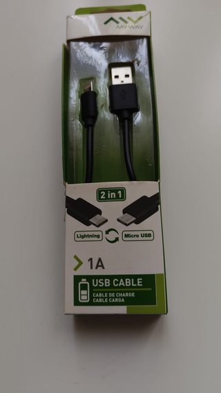 Cable USB 2 en 1 Lightning + Micro USB 1A