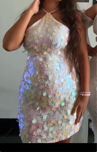 Vestido corto lentejuelas multicolor