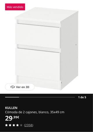 2 mesitas o comodas Kullen Ikea blanca.