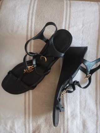 Sandalias cuña negras Talla 38