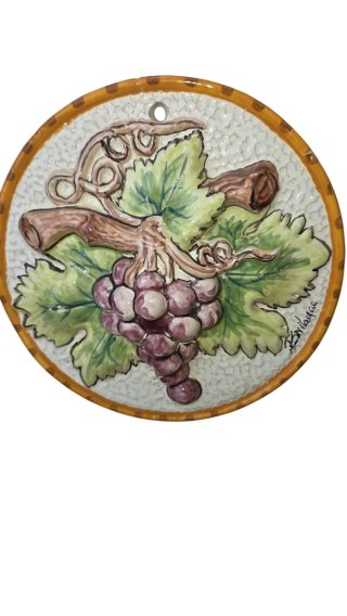 Piatto da parete ceramica grappolo uva