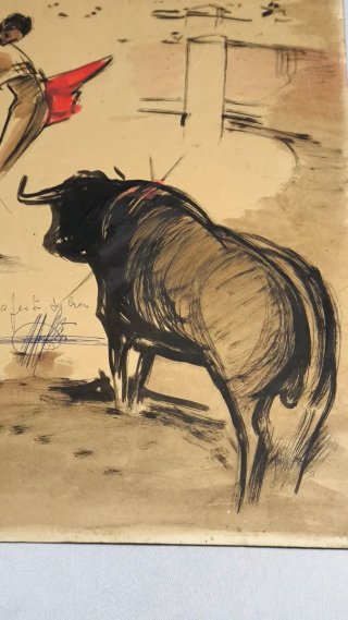 Dibujo original tauromaquia firmado Millán Llamas