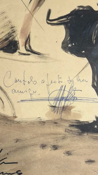 Dibujo original tauromaquia firmado Millán Llamas