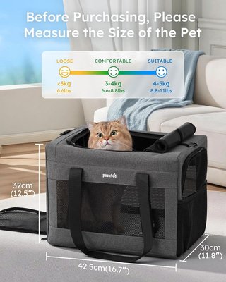 PECUTE transportín gatos hasta 5kg robusto gris