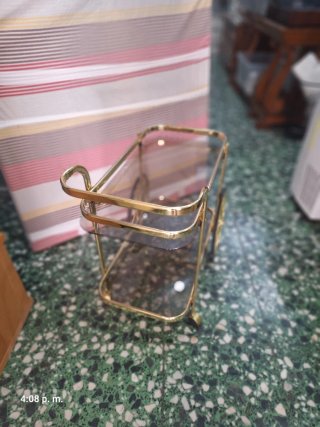 Carrito Bar Camarera Vintage Dorado Cristal