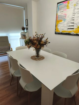 Mesa comedor cristal y madera