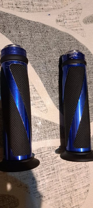 Puños Manillar Moto/Bici Azul y Negro