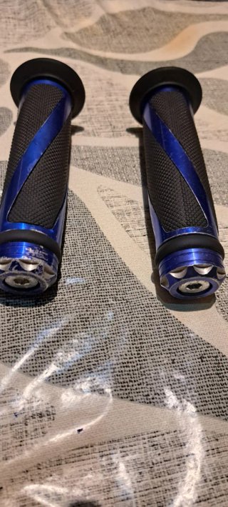 Puños Manillar Moto/Bici Azul y Negro