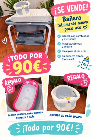 Bañera bebé con cambiador y estructura