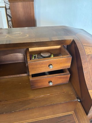 MobileScrittoio a Ribalta Vintage Legno Intarsiato