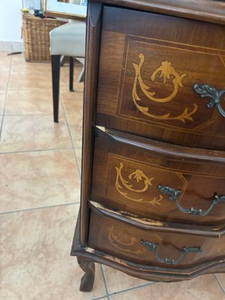 MobileScrittoio a Ribalta Vintage Legno Intarsiato