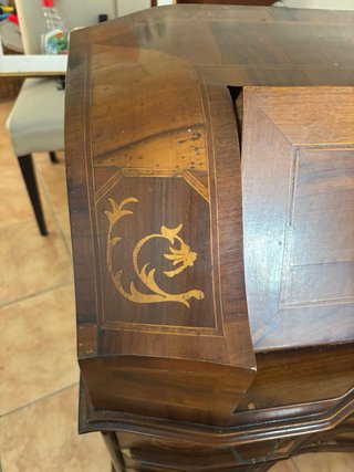 MobileScrittoio a Ribalta Vintage Legno Intarsiato