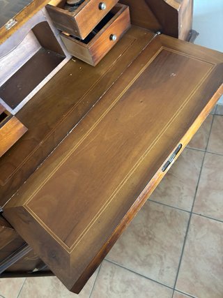 MobileScrittoio a Ribalta Vintage Legno Intarsiato