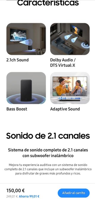 Barra de Sonido Samsung HW-B46CF Negra