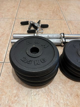 Pesas hierro fundido con 2 barras
