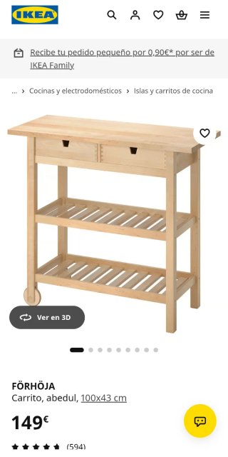 Carrito de cocina de madera Ikea Förhöja
