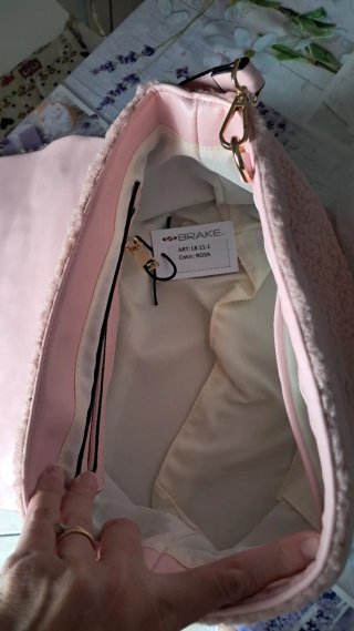 Borsa Teddy rosa con cuore dorato