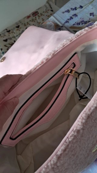 Borsa Teddy rosa con cuore dorato