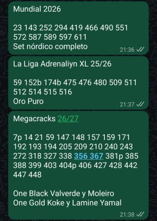 Faltas Megacracks 26 Adrenalyn XL 25 World Cup 26