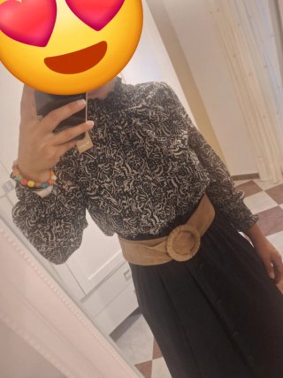 Blusa gasa negra estampada