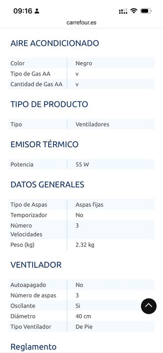 Ventilador Carrefour Home HSF55B-25 Negro