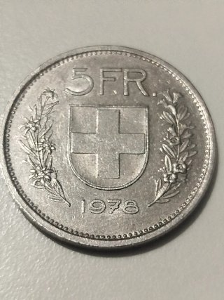 Moneda 5 Francos Suizos 1978