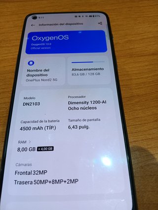 OnePlus Nord 2 CE 5G 128GB Negro/Multicolor