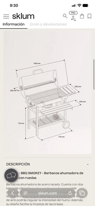 Barbacoa Create BBQ Smokey con ruedas