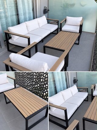 Conjunto Muebles Jardín Metal y Madera