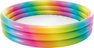 Intex Piscina Hinchable Infantil, 147x33 cm, 330 litros, diseño arcoíris, 3 cámaras de Aire con Dobl