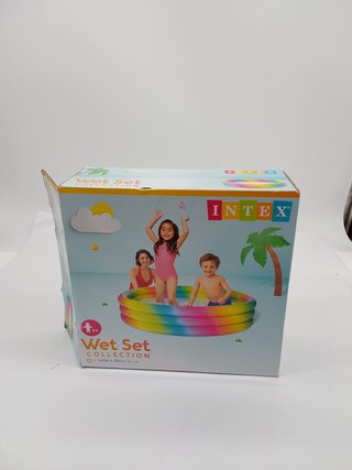 Intex Piscina Hinchable Infantil, 147x33 cm, 330 litros, diseño arcoíris, 3 cámaras de Aire con Dobl