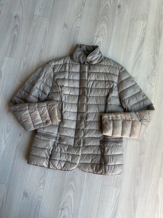 Chaqueta acolchada mujer beige/gris