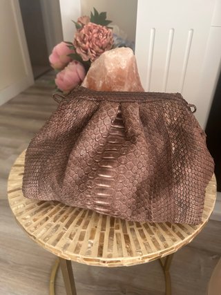 Bolso Noumad Piel Serpiente Marrón Dorado