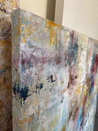 Cuadro abstracto acrílico multicolor. 140 x 80 cm