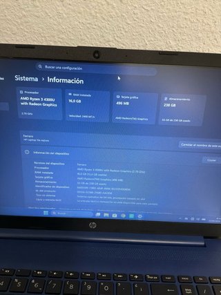 Portátil HP 15s Ryzen 3 16GB RAM SSD 256GB