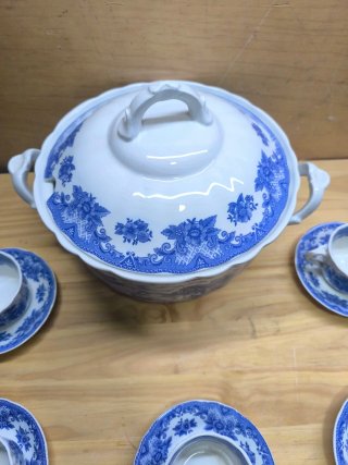 Sopera Tazas y plato Pontesa porcelana azul