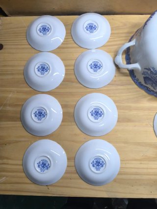 Sopera Tazas y plato Pontesa porcelana azul