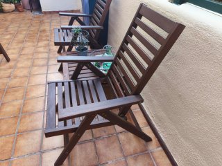Conjunto jardín: banco, 2 sillones y mesa