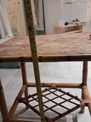 Mesita auxiliar bambú y madera