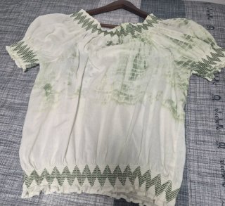 Blusa Desigual Boho Túnica XL Verde y Blanca