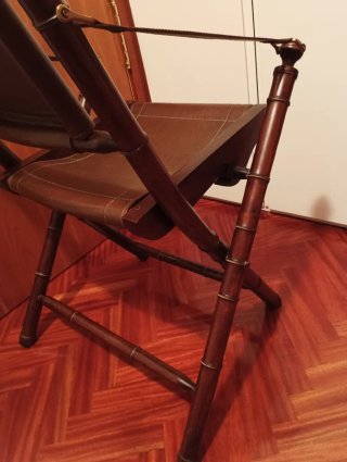 Silla Plegable Vintage Piel y Madera