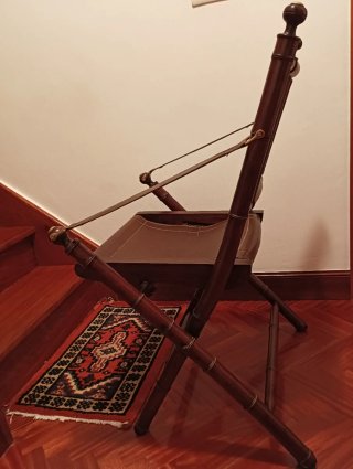 Silla Plegable Vintage Piel y Madera