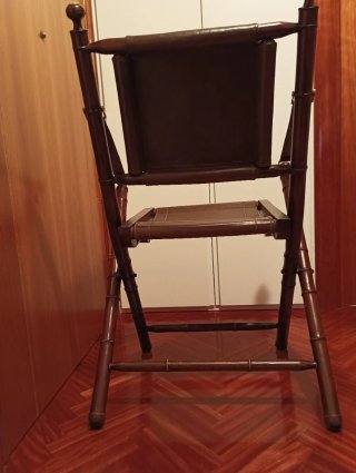 Silla Plegable Vintage Piel y Madera
