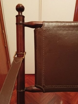 Silla Plegable Vintage Piel y Madera