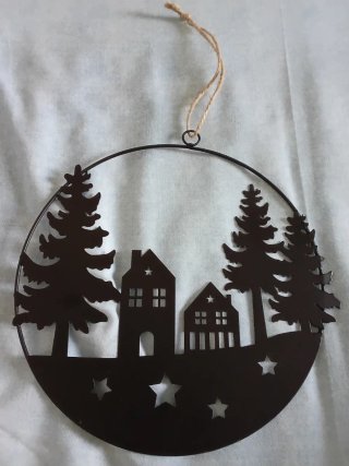 Decoración Invierno Navidad Círculo Metal
