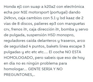 HondaCivic K20A2 +coche completo igual sin motor