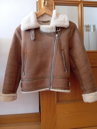 Cazadora Biker Stradivarius Beige/Marrón